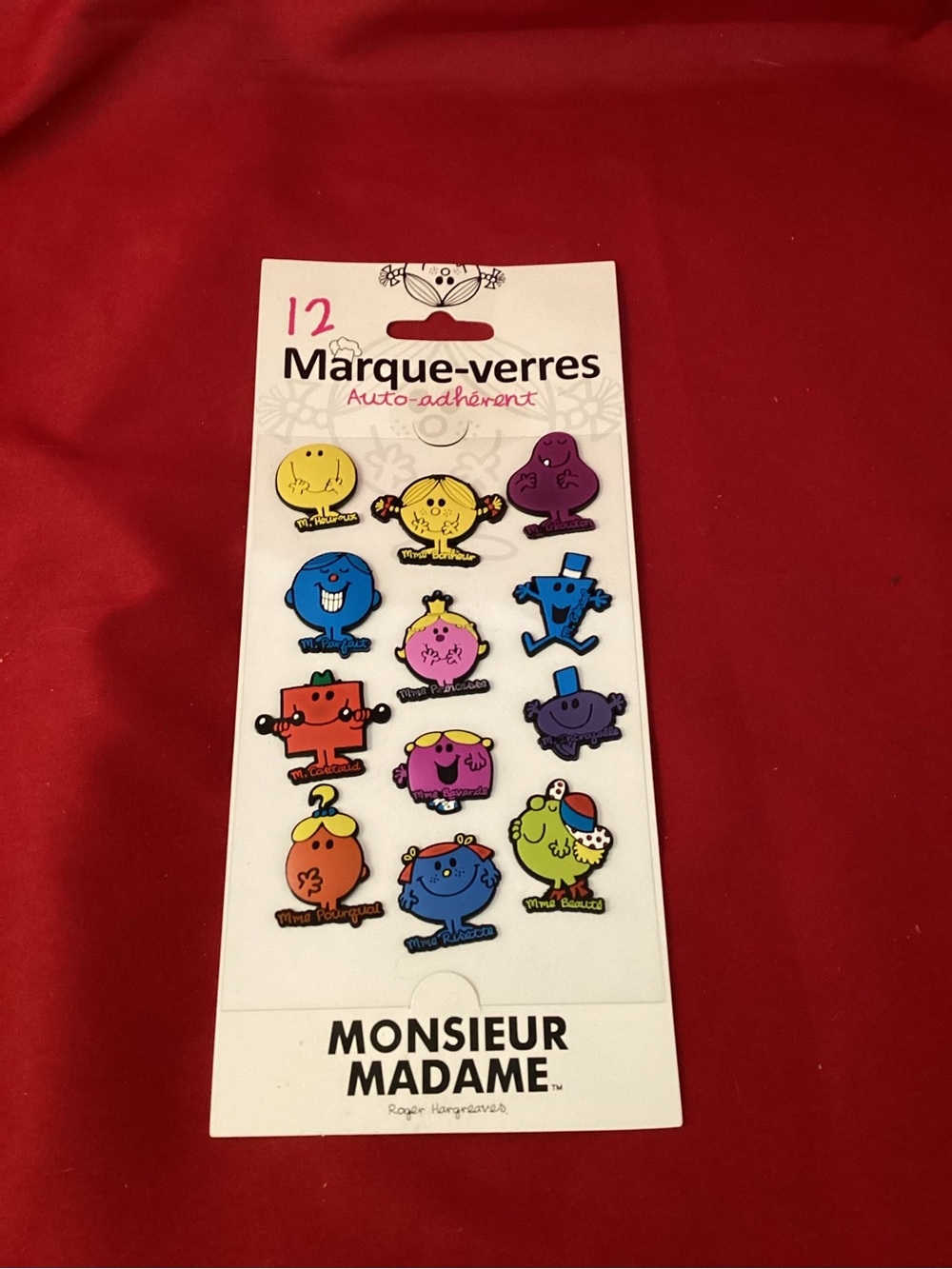Monsieur Madame Wine Glass Markers - Colorful Character Set